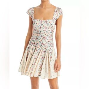 Free People Ponderosa Open Back Peach Combo Mini Dress